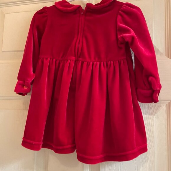 VTG 90s Childrens Place Red Velvet Christmas Dress w/ Peter Pan Collar Sz 12 Mos - Picture 2 of 13